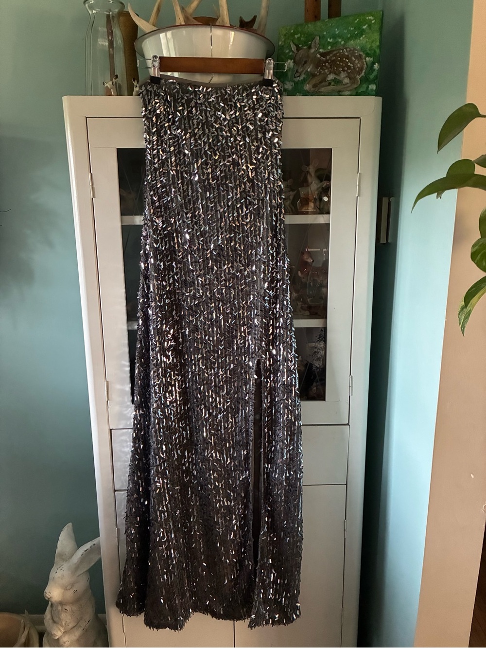 KDK London Bandeau Glitter Sequins Dress euc Strapless sz S